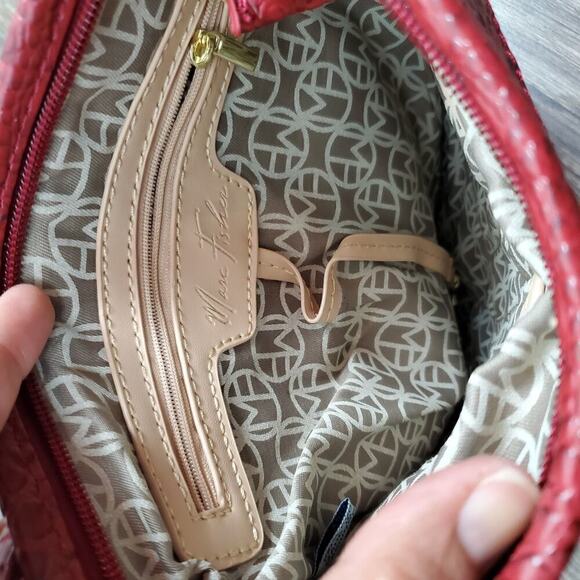 Red Croc Crossbody Bag & Wallet Set Marc Fisher Faux Leather Kenneth Cole Clutch - Picture 5 of 11